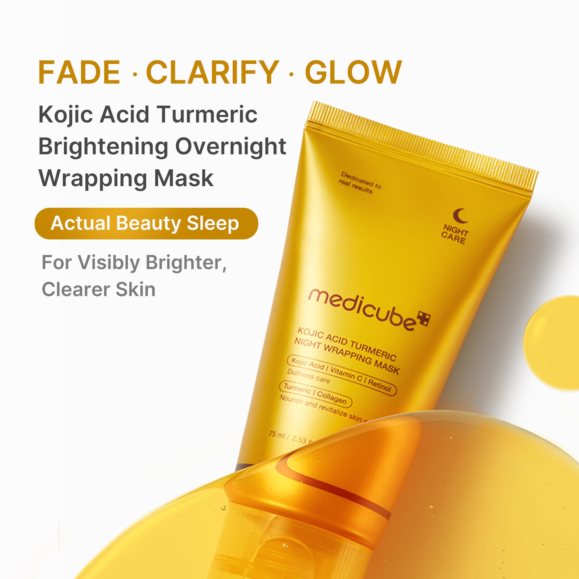 medicube Wrapping Mask Kojic Acid, Turmeric, Vitamin C Overnight Peel Off Facial Mask | Brighten & Defends Against Skin Stress for a Clear, Glowing Complexion | Korean Skin Care, 2.53 fl.oz - Maple Wellness Supplements