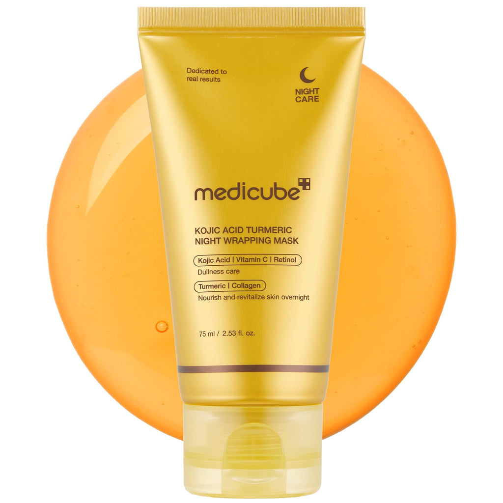 medicube Wrapping Mask Kojic Acid, Turmeric, Vitamin C Overnight Peel Off Facial Mask | Brighten & Defends Against Skin Stress for a Clear, Glowing Complexion | Korean Skin Care, 2.53 fl.oz - Maple Wellness Supplements