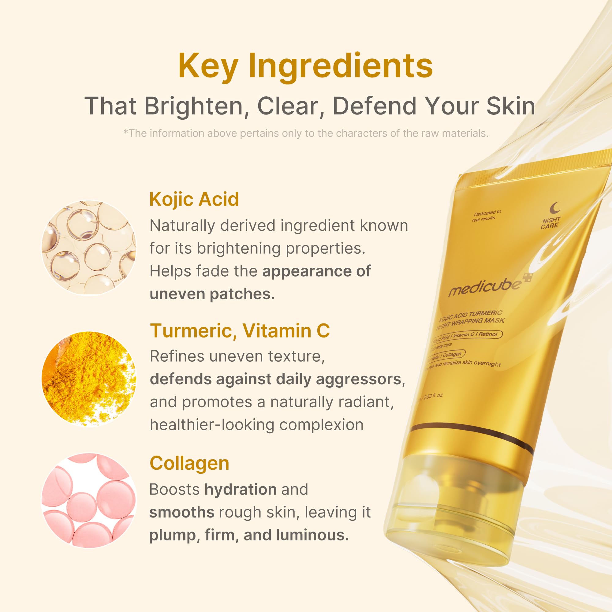 medicube Wrapping Mask Kojic Acid, Turmeric, Vitamin C Overnight Peel Off Facial Mask | Brighten & Defends Against Skin Stress for a Clear, Glowing Complexion | Korean Skin Care, 2.53 fl.oz - Maple Wellness Supplements