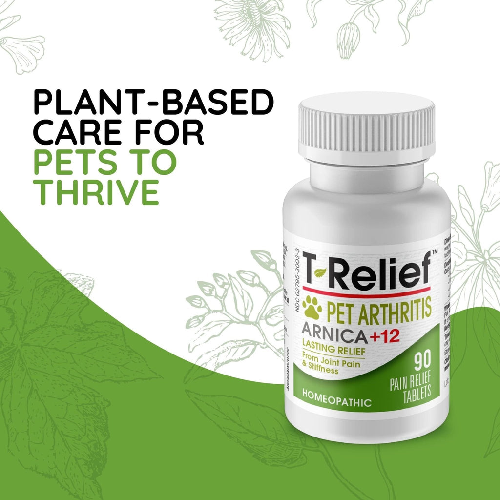 MediNatura Plant-Powered Pet Pain Relief Bundle T-Relief Pet Pain Tablets (90) + T-Relief Pet Arthritis (90) 12 Plant-Based Homeopathic Pain Relievers with Arnica - Support for Muscles, Joints + HIPS - TrustMedUSA