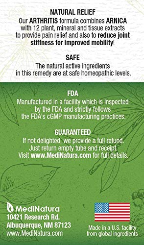 MediNatura T-Relief Extra Strength Arthritis Pain Reliever Arnica +12 Natural Medicines for Joint Soreness Stiffness Aches, Quick Dissolving Pain Relief for Women & Men - 100 Tablets (Pack of 3) - TrustMedUSA