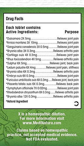 MediNatura T-Relief Extra Strength Arthritis Pain Reliever Arnica +12 Natural Medicines for Joint Soreness Stiffness Aches, Quick Dissolving Pain Relief for Women & Men - 100 Tablets (Pack of 3) - TrustMedUSA