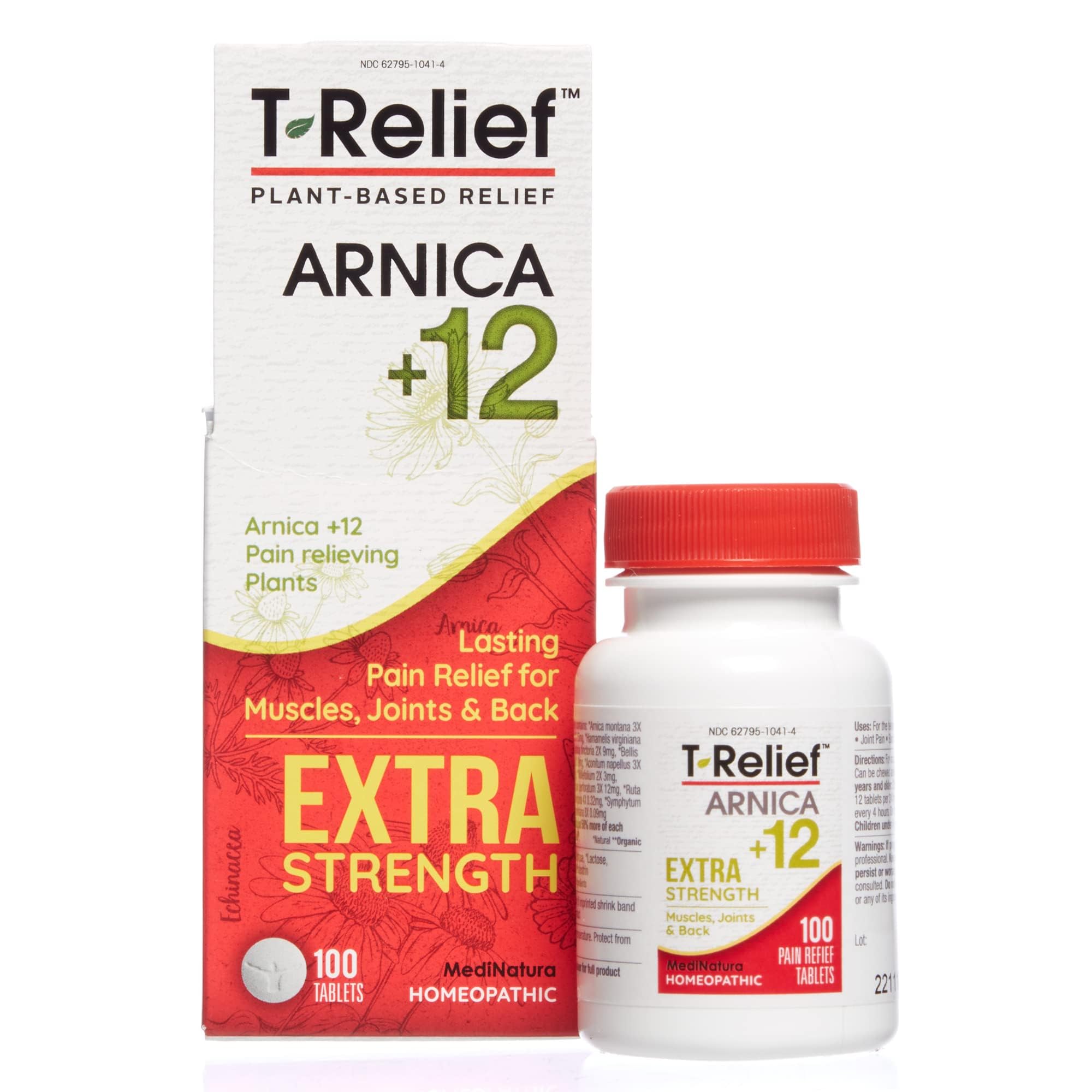 MediNatura T-Relief Extra Strength Pain Relief Arnica +12 Plant-Based Pain Relievers 100ct Tablets T-Relief Extra Strength Pain Relief 3oz Cream Bundle - TrustMedUSA