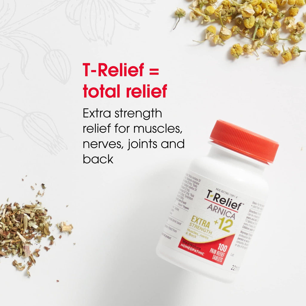 MediNatura T-Relief Extra Strength Pain Relief Arnica +12 Plant-Based Pain Relievers 100ct Tablets T-Relief Extra Strength Pain Relief 3oz Cream Bundle - TrustMedUSA