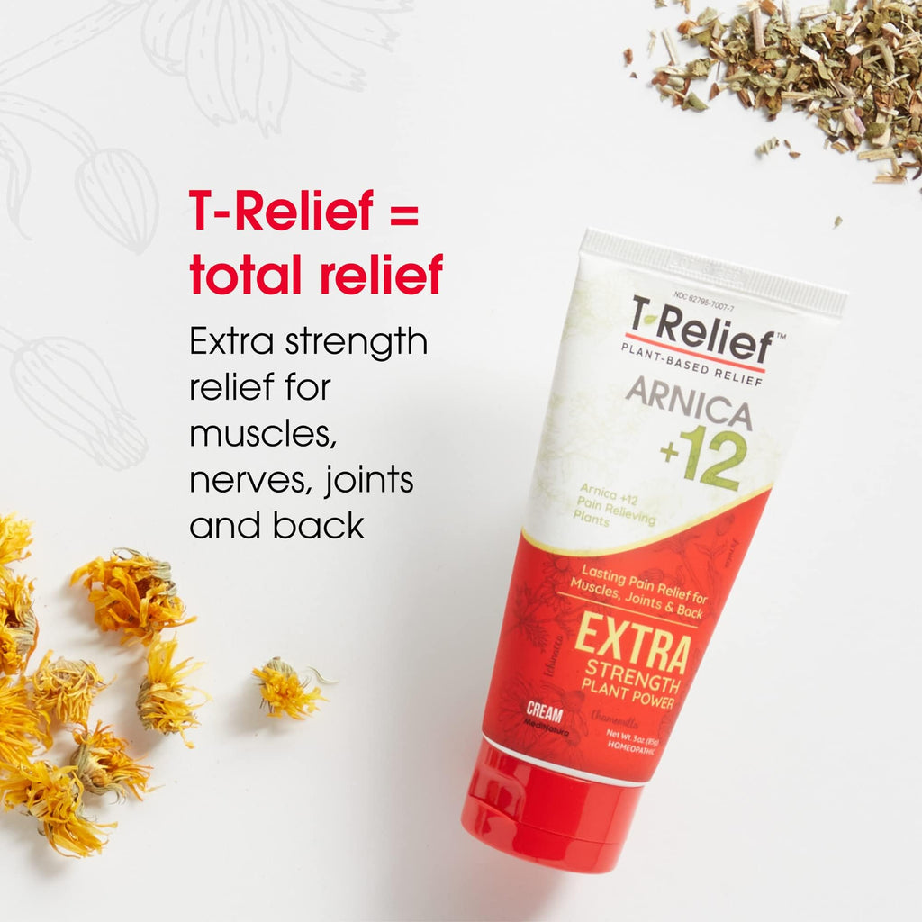 MediNatura T-Relief Extra Strength Pain Relief Arnica +12 Plant-Based Pain Relievers 100ct Tablets T-Relief Extra Strength Pain Relief 3oz Cream Bundle - TrustMedUSA