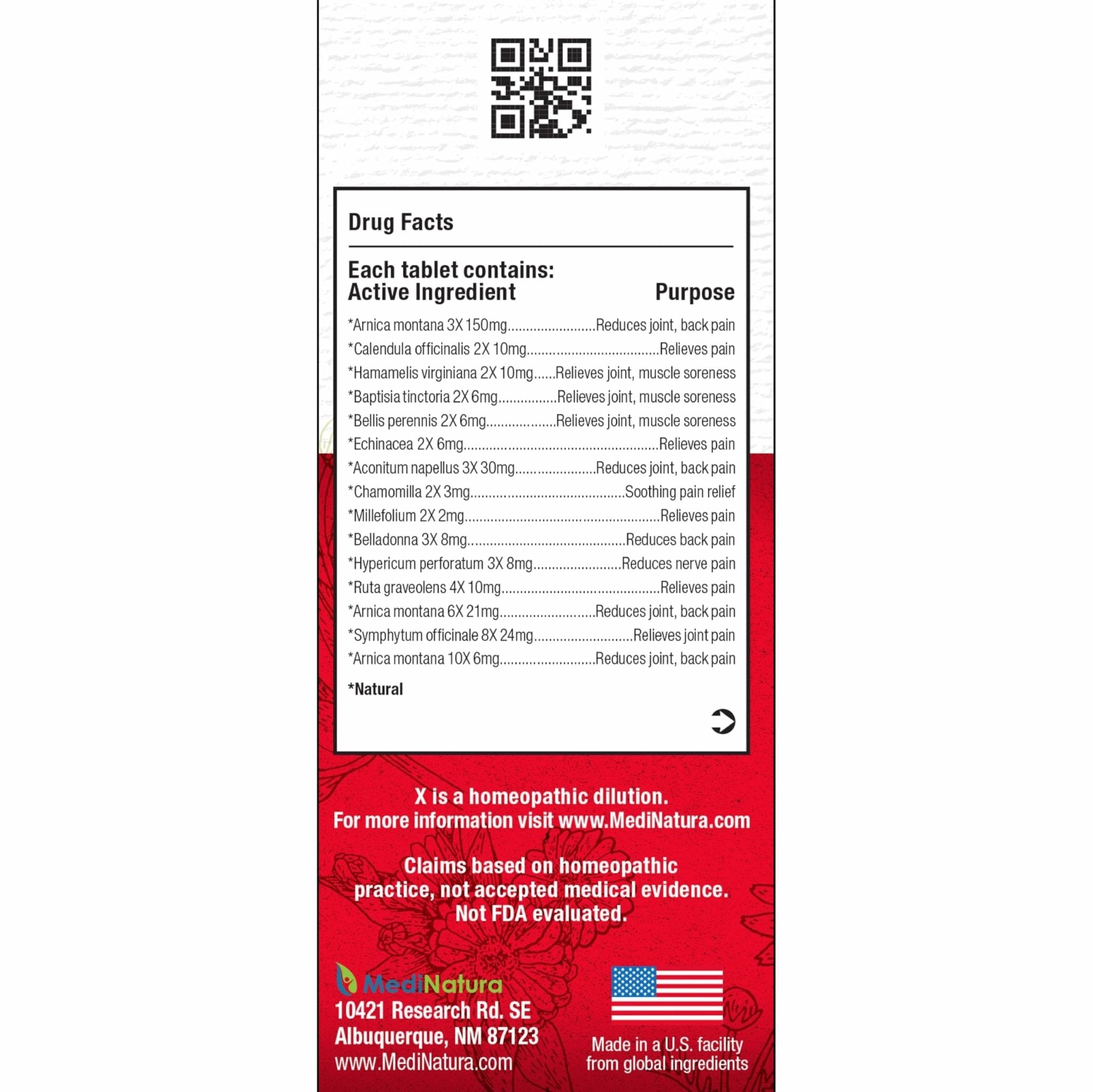 MediNatura T-Relief Pain - Arnica Medication for Naturally Soothing Body Aches - Supports Muscle, Joint & Back Relief - Chewable Tablets - Plant-Based Tablets - Non-Addictive - 100 Count - 2 Pack - TrustMedUSA