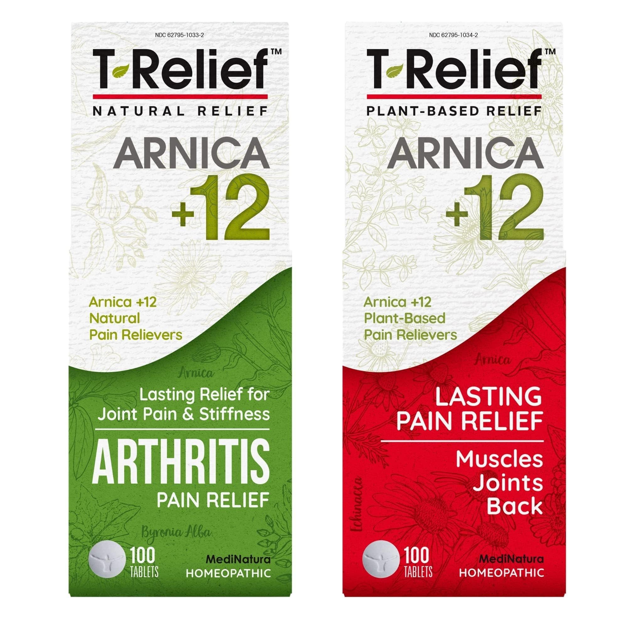 MediNatura Whole Body + Joints Bundle T-Relief Arnica +12 Natural Arthritis Pain Tablets 100ct + T-Relief Arnica +12 Natural Pain Relieving Tablets 100ct - TrustMedUSA