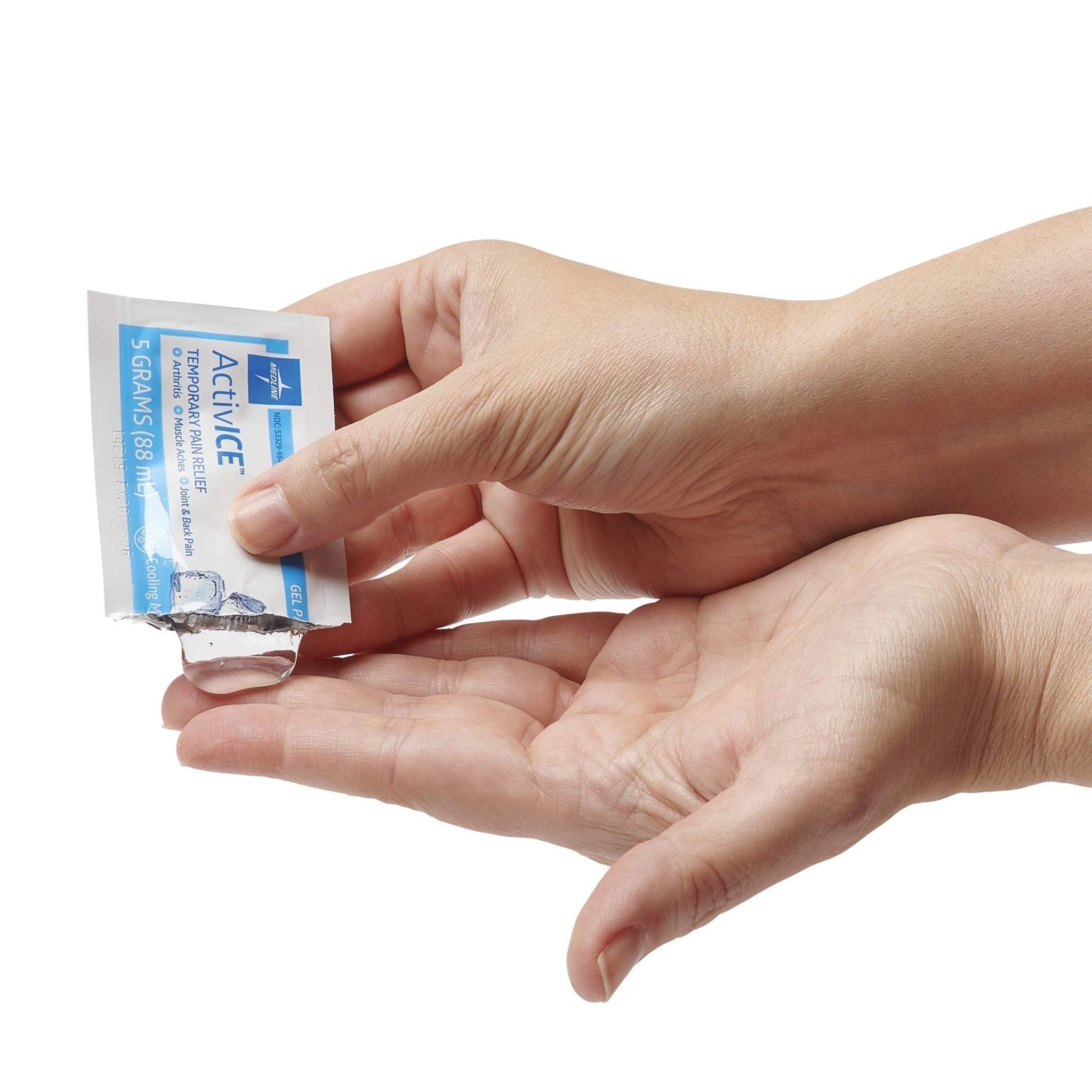 Medline ActivICE Topical Pain Reliever Gel, Great for Arthritis, Muscle Aches and Back Injuries, 5 grams - 100 Packs - TrustMedUSA