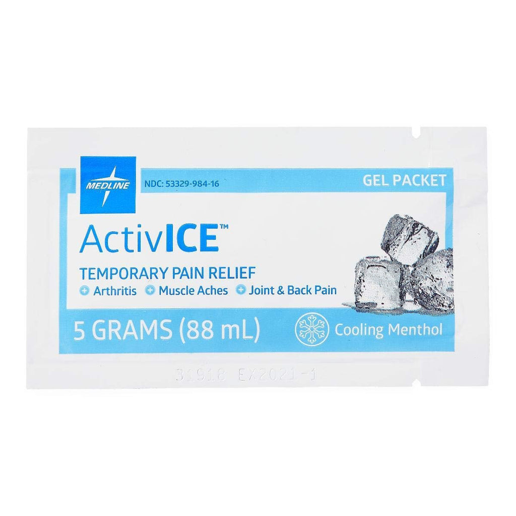 Medline ActivICE Topical Pain Reliever Gel, Great for Arthritis, Muscle Aches and Back Injuries, 5 grams - 100 Packs - TrustMedUSA