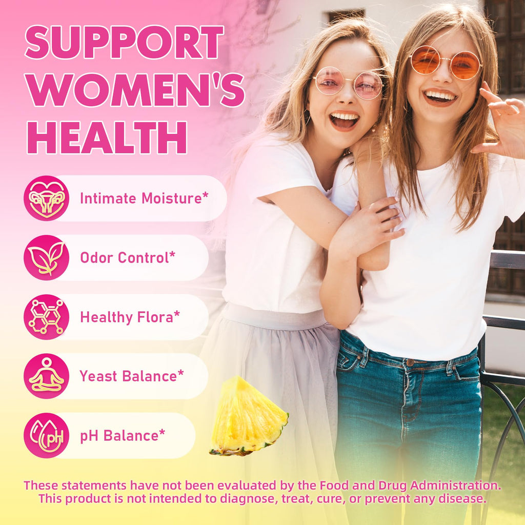 MEENCCD Her Juicy Feminine Probiotics Gummies with Slippery Elm & Lactobacillus Blend, Supports pH Balance & Immune Function, Promotes Vaginal Wellness, Pineapple Flavor, 60 Count - TrustMedUSA