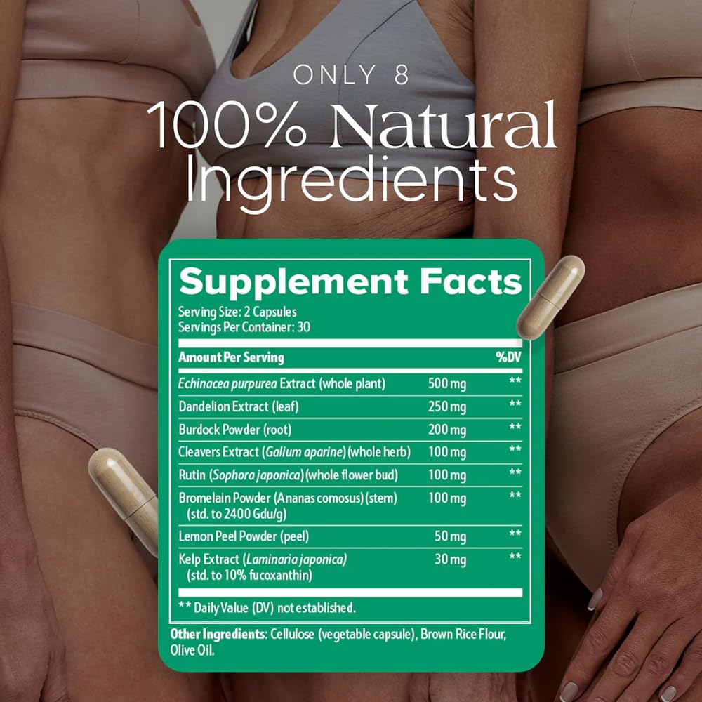 Megacephalus Lymphatic Drainage Capsules - New Maximum Potency Formula with Dandelion Extract, Cleavers Extract, Natural Ingredients, Vegan & Non-GMO, 60 Capsules (1) - TrustMedUSA