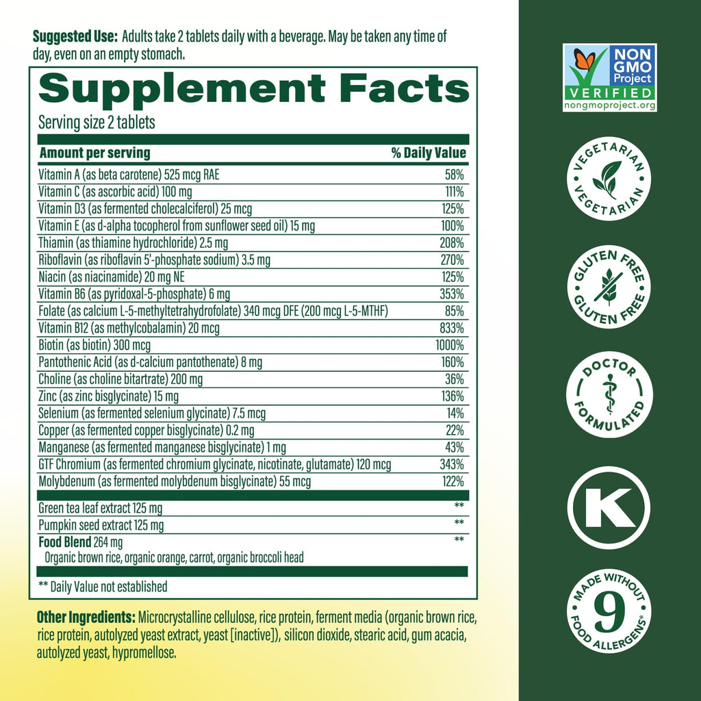 MegaFood Advanced Multivitamin for Men 55+, Mens Multivitamins 50 Plus, Methylated B12, Methyl folate, Choline, Vitamin D, Brain & Muscle Health, Immune Support, Vegetarian - 120 Tablets (60 Servings) - TrustMedUSA