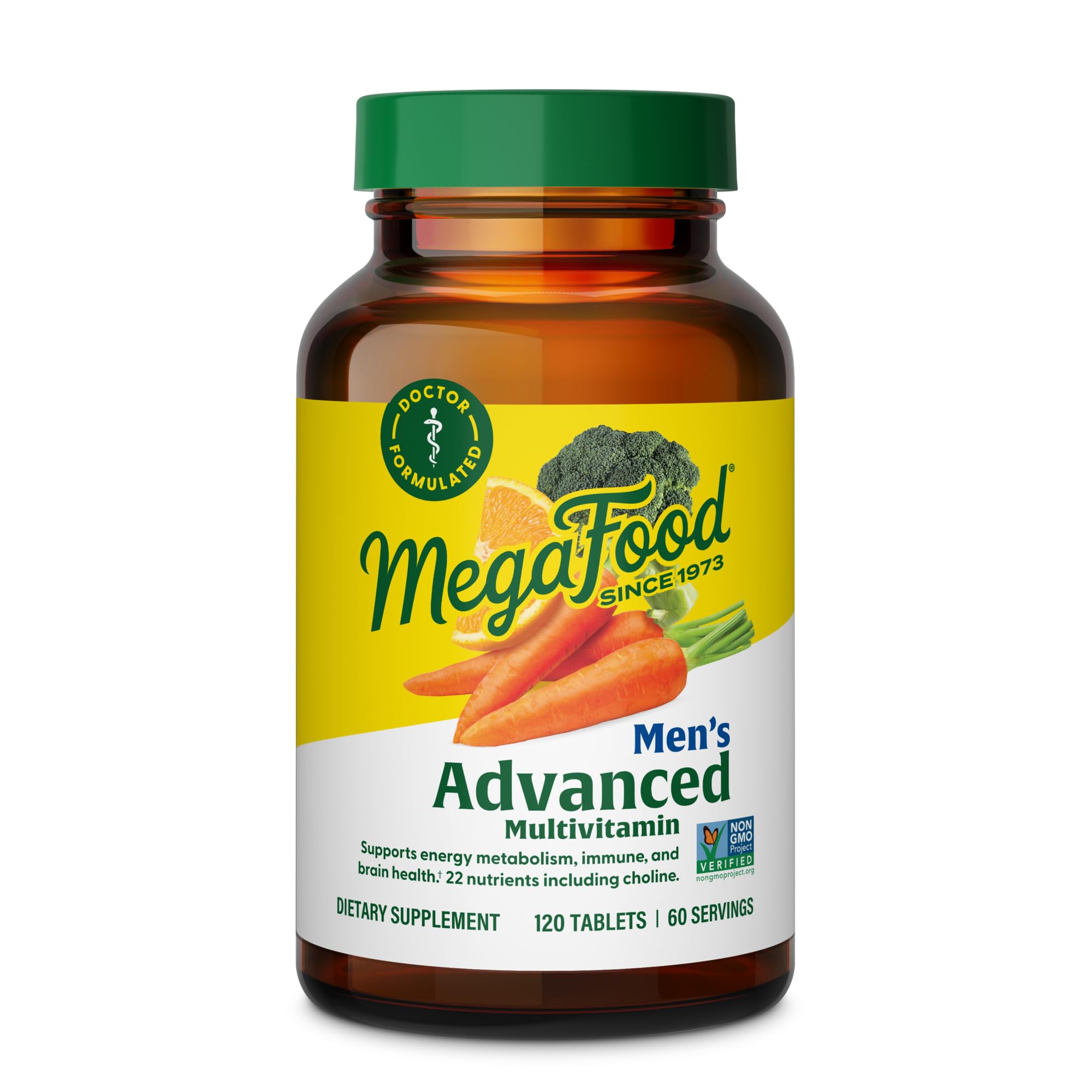 MegaFood Men's Advanced Multivitamin for Men - Doctor -Formulated - Choline, Vitamin B12, Vitamin D, Vitamin C & Zinc - Brain Health & Immune Support - Non-GMO - Vegetarian - 120 Tabs (60 Servings) - TrustMedUSA