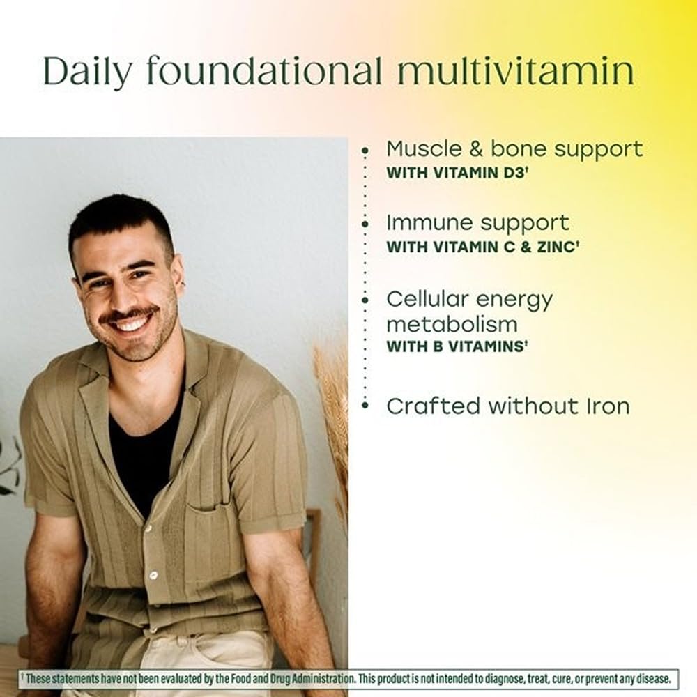 MegaFood One Daily Iron Free Multivitamin - Multivitamin for Women and Men - with Real Food - Immune Support Supplement - Bone Health - Energy Metabolism - Vegetarian; Non-GMO; No Iron - 60 Tablets - TrustMedUSA