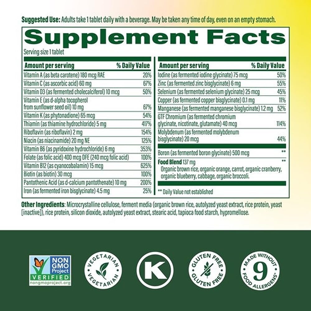 MegaFood One Daily Multivitamin for Women and Men, Immune Support Supplement with Real Food, Vitamin C & Vitamin B, Bone Health, Cellular Energy Metabolism, Vegetarian, Non-GMO, 90 Tablets - TrustMedUSA