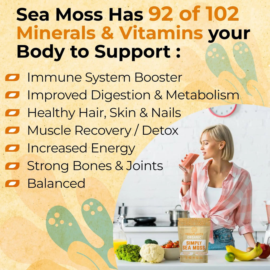 MEGAPLANTS Organic Sea Moss | Makes 228 Servings of Seamoss Gel | Pre-Washed - TrustMedUSA