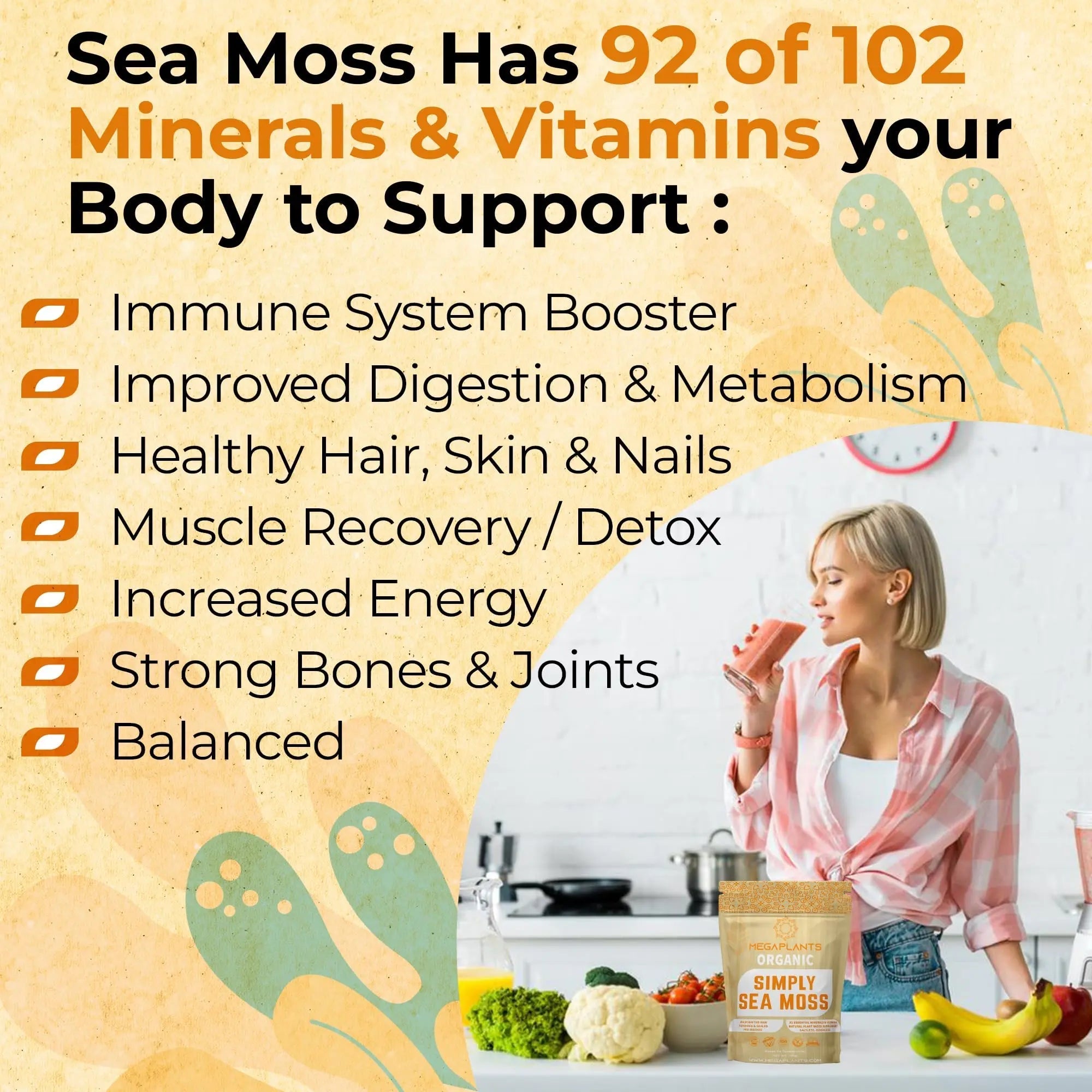 MEGAPLANTS Organic Sea Moss | Makes 228 Servings of Seamoss Gel | Pre-Washed - TrustMedUSA