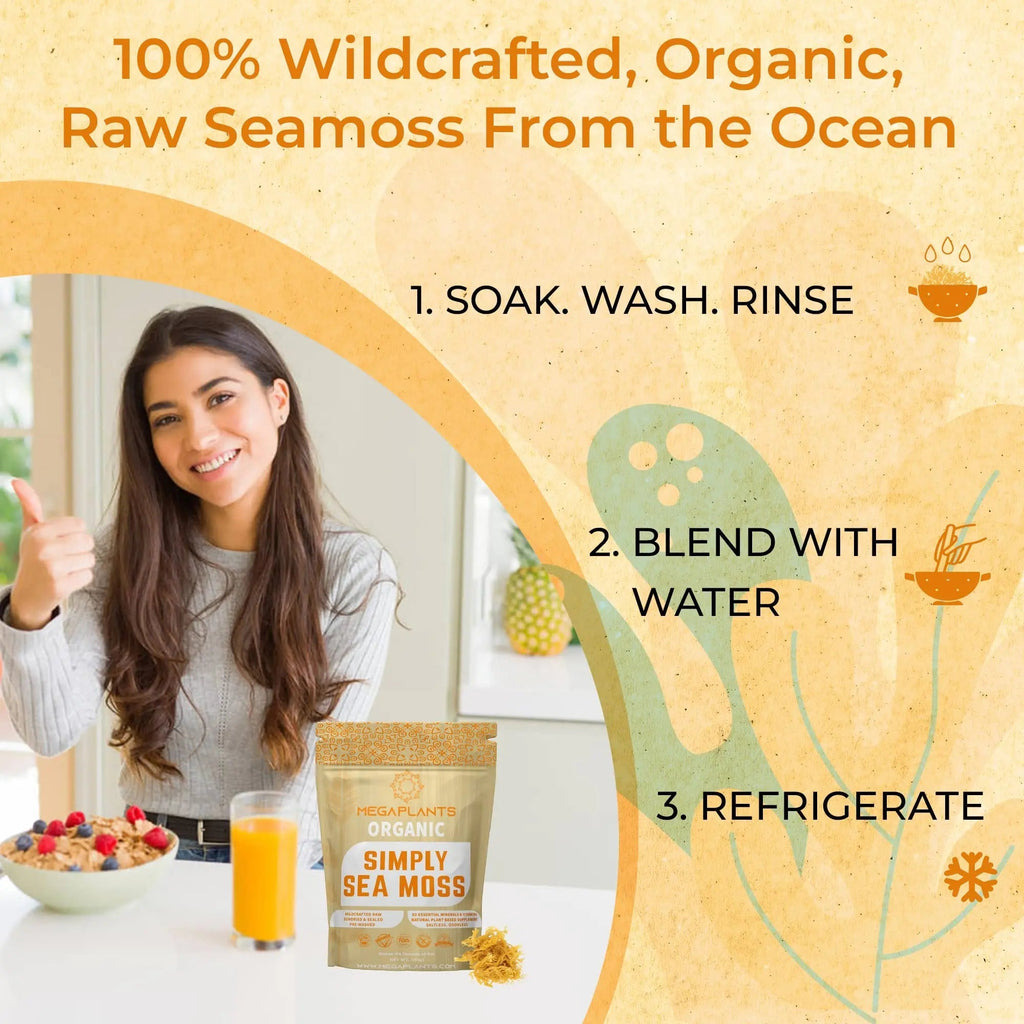 MEGAPLANTS Organic Sea Moss | Makes 228 Servings of Seamoss Gel | Pre-Washed - TrustMedUSA
