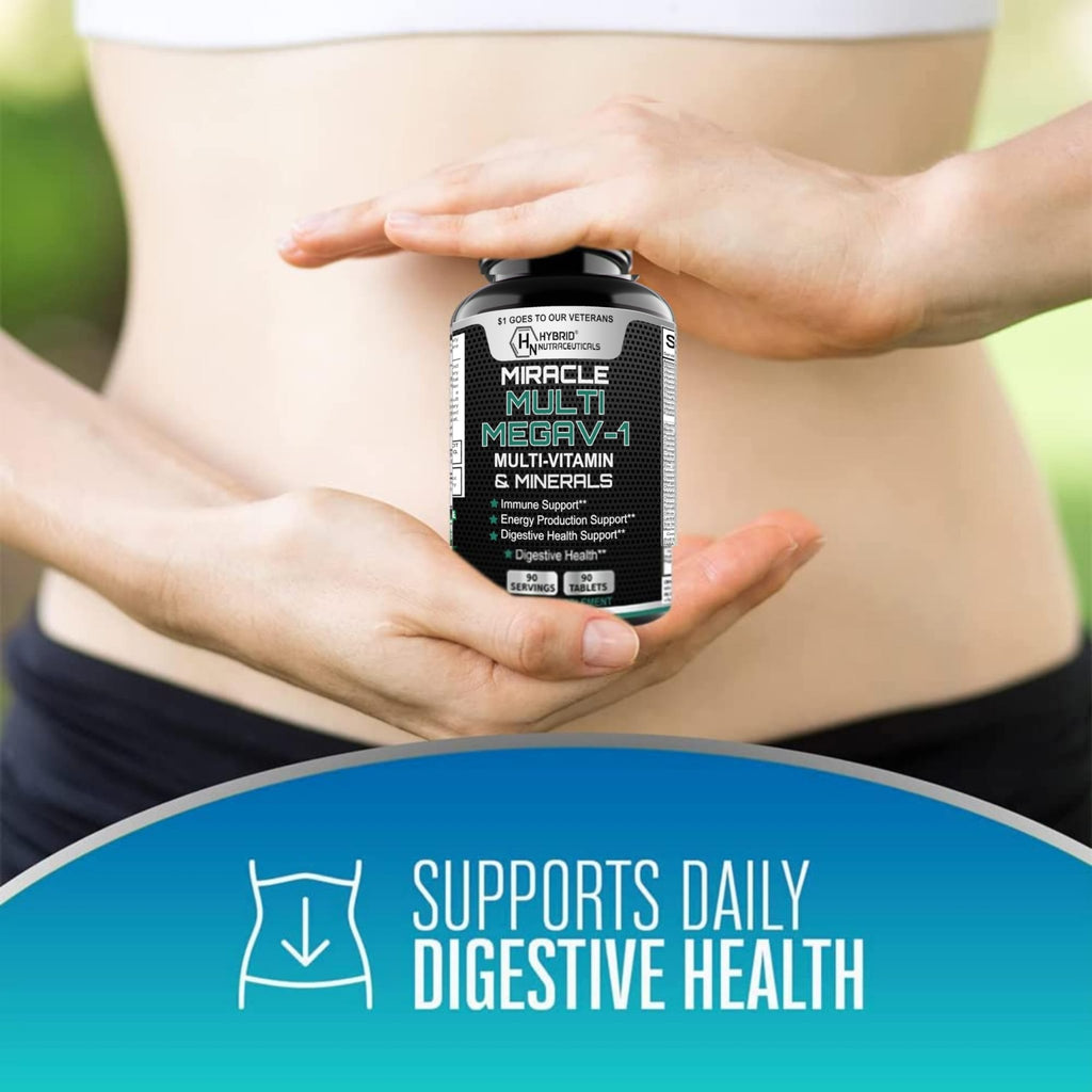 MEGAV-1 Multi-Vitamin, Superfood & Minerals - Daily Multivitamin with Probiotics, Digestive Enzyme, Mushroom Complex for Heart Health, Immune Support, Energy & Stamina - 90 Tablets - TrustMedUSA