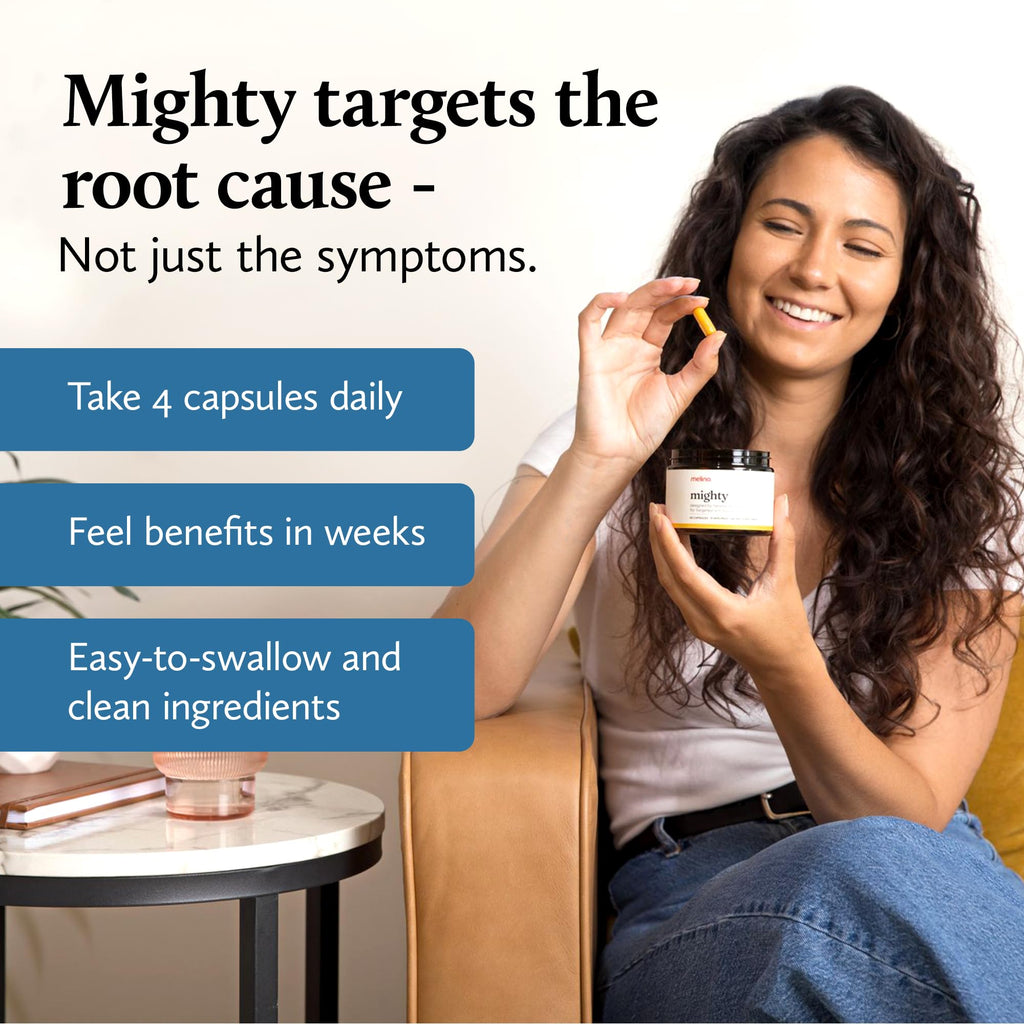 Melina Mighty Natural Migraine Relief Supplement - Magnesium, B2 Riboflavin 400mg, Feverfew, CoQ-10, ALCAR to Strengthen Migraine and Headache Prevention - 15 Servings (60 Caps) - TrustMedUSA