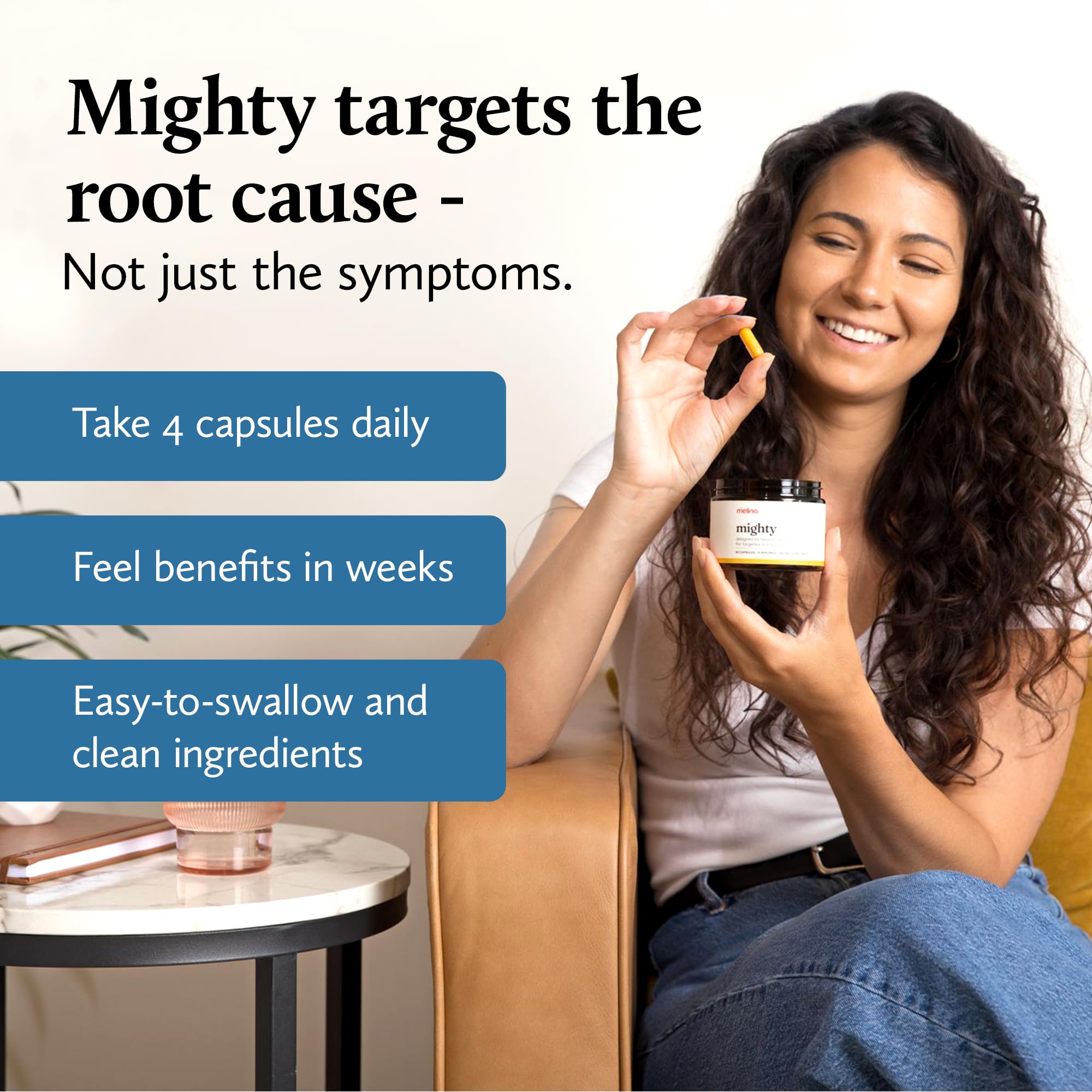 Melina Mighty Natural Migraine Relief Supplement - Magnesium, B2 Riboflavin 400mg, Feverfew, CoQ-10, ALCAR to Strengthen Migraine and Headache Prevention - 15 Servings (60 Caps) - TrustMedUSA