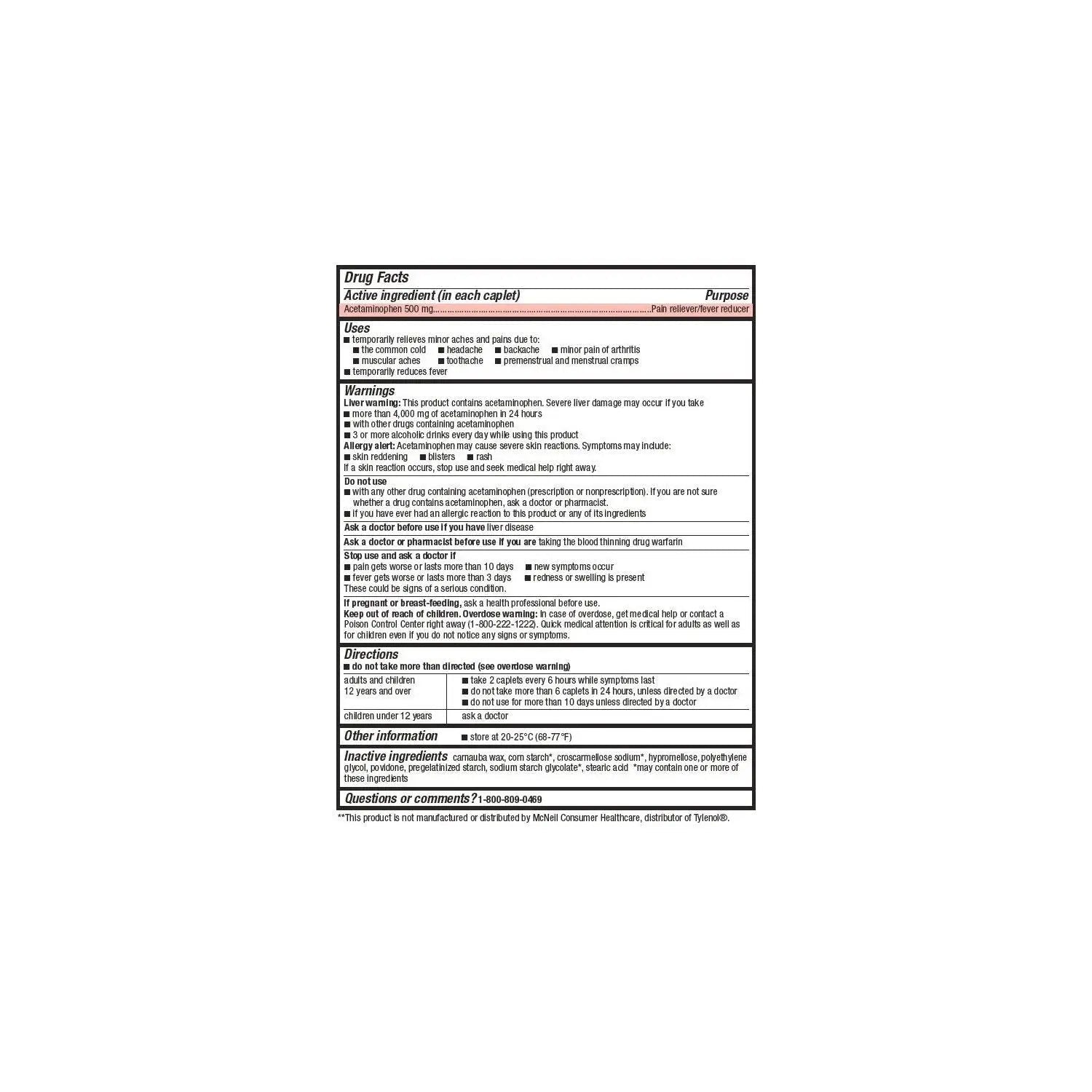 Members Mark Acetaminophen, 1200 Caplets, Pain Reliever, 500 mg - TrustMedUSA