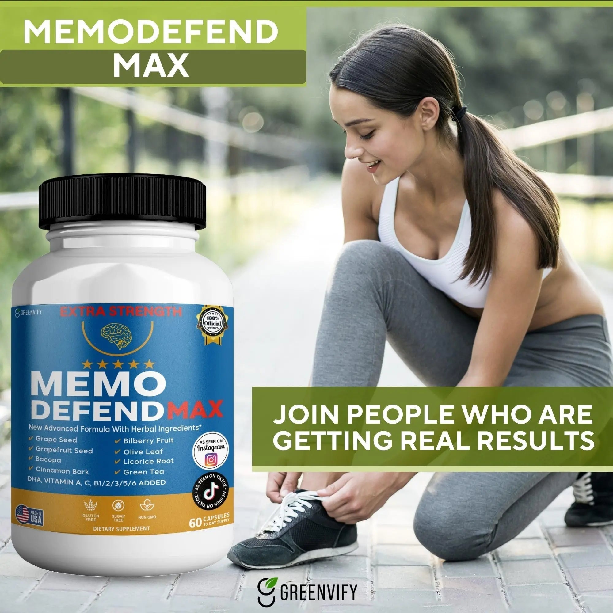 Memo Defend Max Memory Support Supplement, 60 Capsules, with Vitamins A C D E B Complex, DHA, Bacopa, Grapefruit Seed (1) - TrustMedUSA