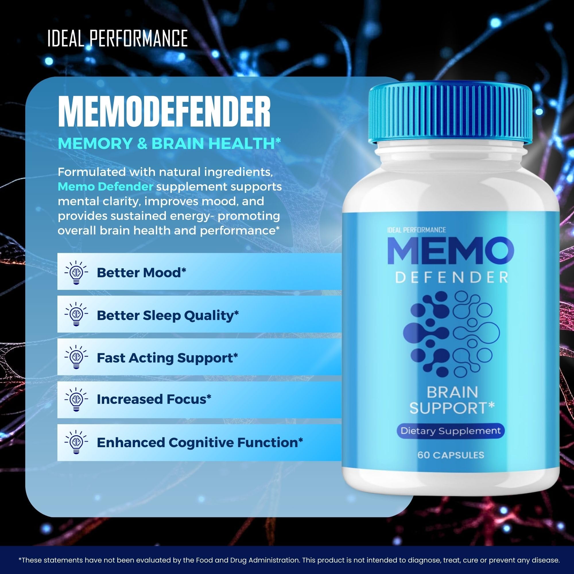 Memo Defender Brain and Memory Support Capsules, Memo Defender for Memory Supplement Pills, Advanced Formula Nootropic Pills for Brain Health Support, MemoDefender Health Blend Reviews (2 Pack) - TrustMedUSA
