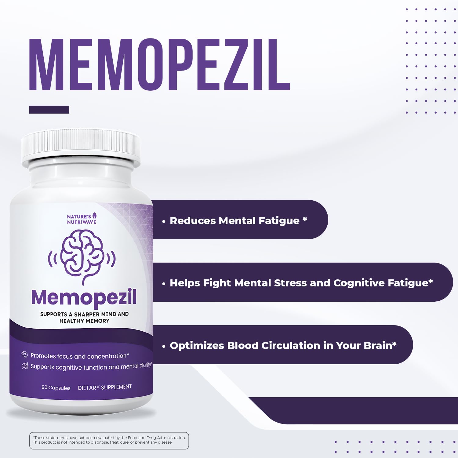 Memopezil – Daily Supplement with Vitamins A,B, C,D,E, Minerals & Botanical Extracts – Clean, Stimulant-Free Formula – GMP-Certified, Non-GMO, Made in USA - 60 Capsules, 30 Servings, 1 Month Supply - TrustMedUSA