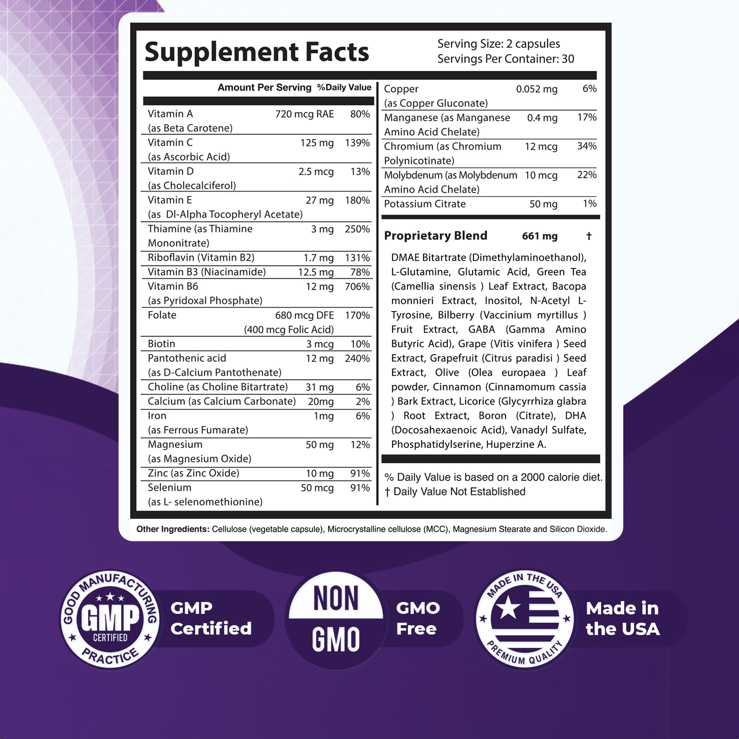 Memopezil – Daily Supplement with Vitamins A,B, C,D,E, Minerals & Botanical Extracts – Clean, Stimulant-Free Formula – GMP-Certified, Non-GMO, Made in USA - 60 Capsules, 30 Servings, 1 Month Supply - TrustMedUSA