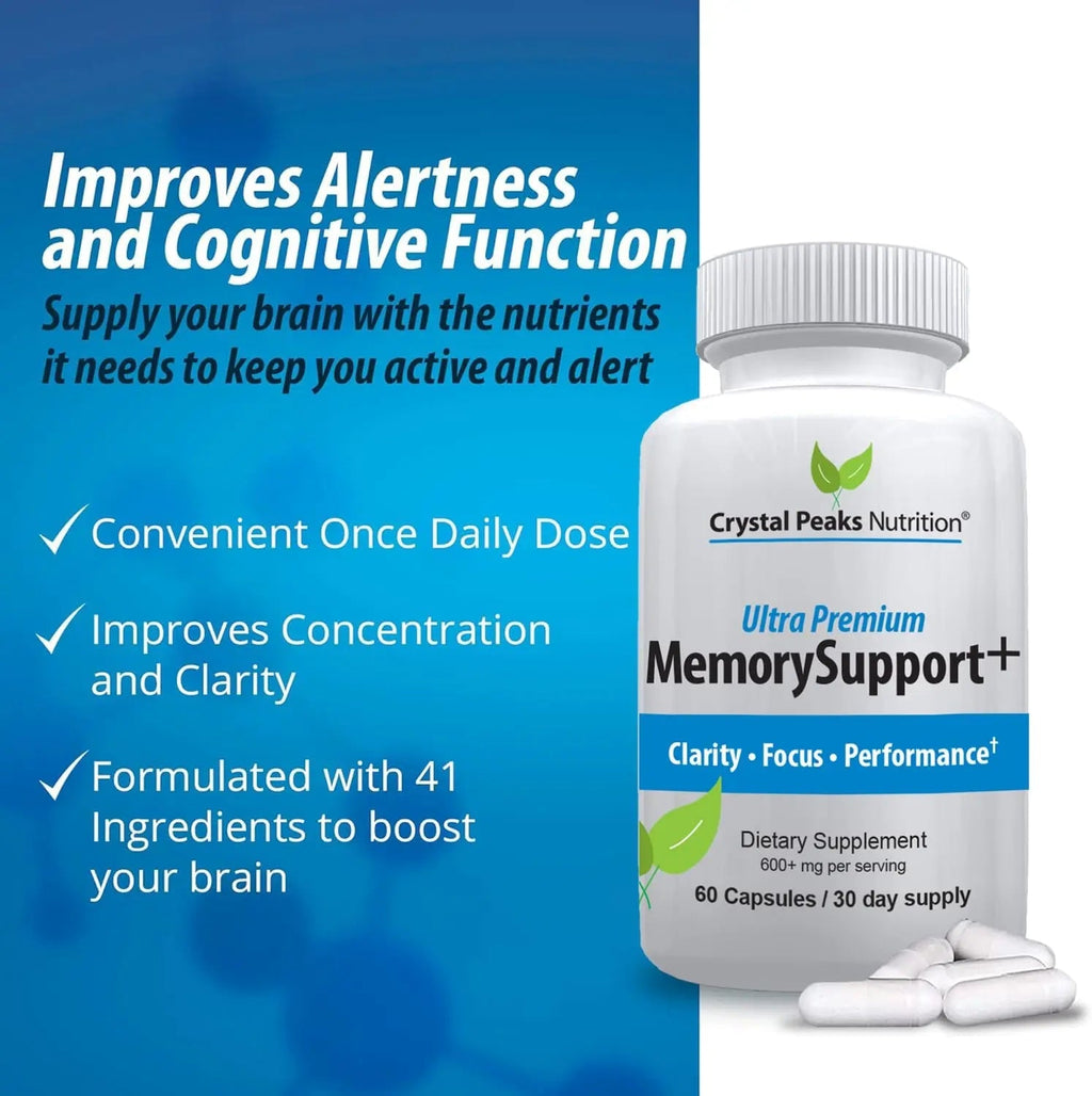 Memory Boost + Brain Support Supplement – Nootropic for Focus, Concentration, Memory. Enhanced Energy, Recall and Alertness - 60 Capsules/30-day Supply. - TrustMedUSA