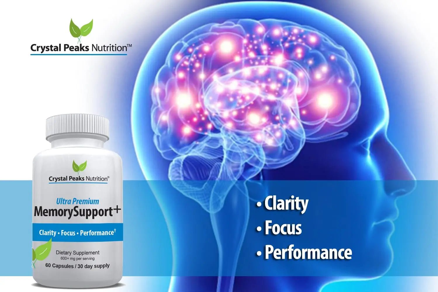 Memory Boost + Brain Support Supplement – Nootropic for Focus, Concentration, Memory. Enhanced Energy, Recall and Alertness - 60 Capsules/30-day Supply. - TrustMedUSA