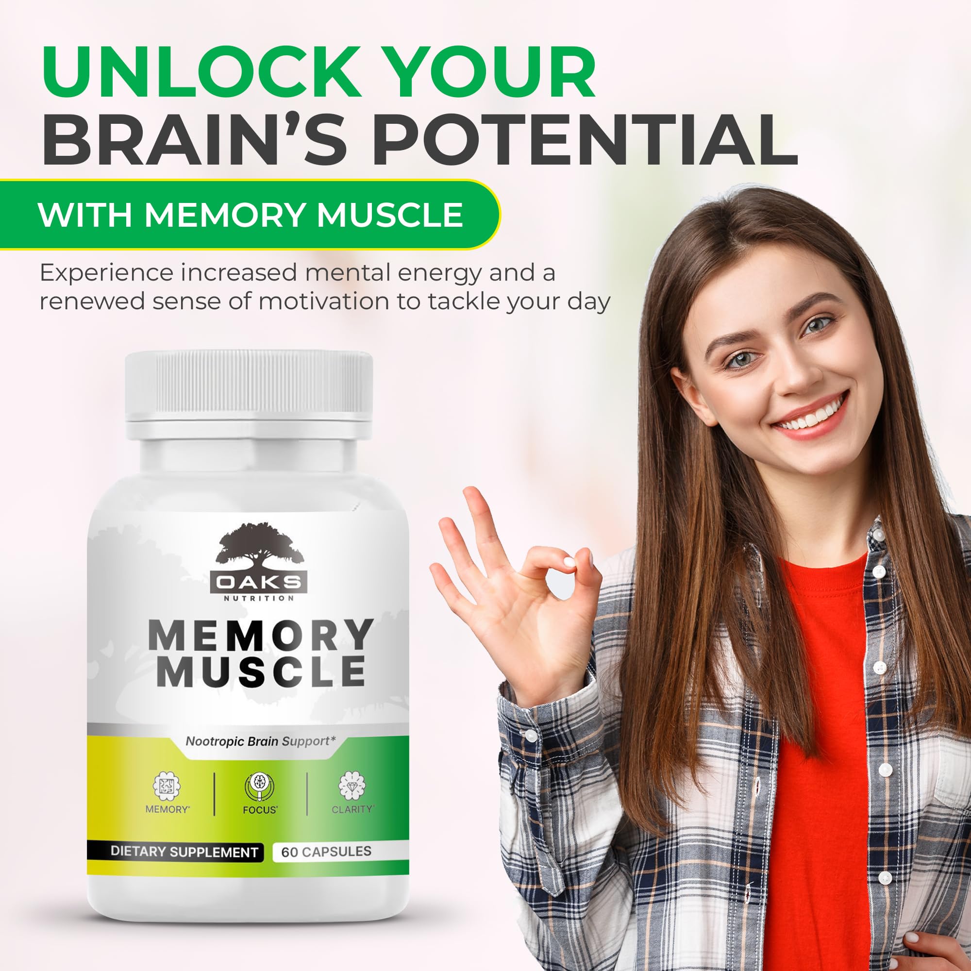 Memory Muscle – Advanced Nootropic Brain Supplement with Vitamin B12, Bacopa Monnieri & DMAE for Focus, Memory, Mental Clarity & Clean Energy – Premium Cognitive Support Formula - TrustMedUSA