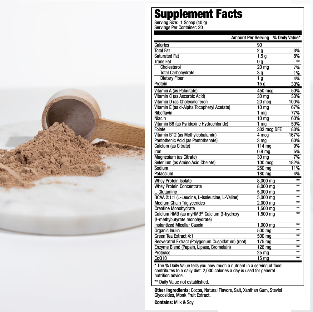 MEND Regenerate, Post Workout Recovery, Immune Support, and Sports Nutrition Supplement for Men and Women - Natural, Gluten Free, and Non-GMO - Cocoa Protein Powder, 20 Servings - TrustMedUSA