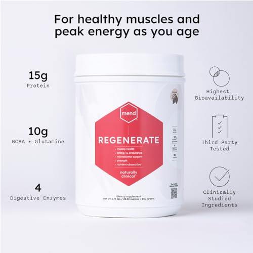 MEND Regenerate, Post Workout Recovery, Immune Support, and Sports Nutrition Supplement for Men and Women - Natural, Gluten Free, and Non-GMO - Cocoa Protein Powder, 20 Servings - TrustMedUSA