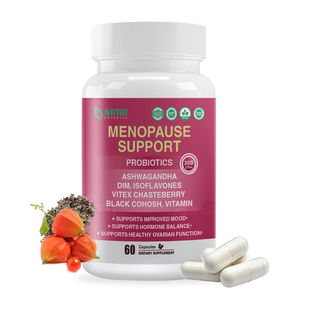 Menopause Supplements for Women with Probiotics, DIM, Black Cohosh, Chasteberry & Soy Isoflavones Support Hormone Balance & Helps Relieve Hot Flashes, Night Sweats - 60 Servings (Made & Tested in USA) - Maple Wellness Supplements