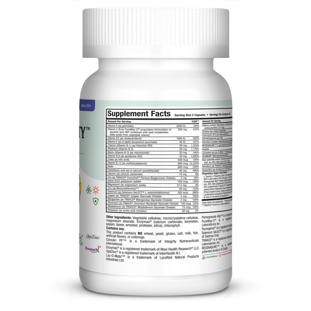 Mens Multivitamin 50 Plus – Daily Multivitamin for Men Over 50 with Vitamin B12, A, D, C, Zinc, Magnesium & More – Energy, Immune & Heart Support Mens Multi Vitamins - Non-GMO – 120 Capsules - TrustMedUSA
