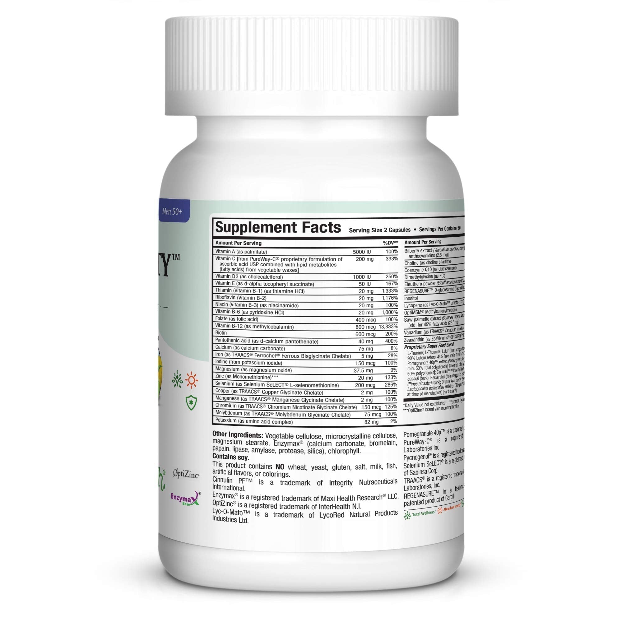 Mens Multivitamin 50 Plus – Daily Multivitamin for Men Over 50 with Vitamin B12, A, D, C, Zinc, Magnesium & More – Energy, Immune & Heart Support Mens Multi Vitamins - Non-GMO – 120 Capsules - TrustMedUSA