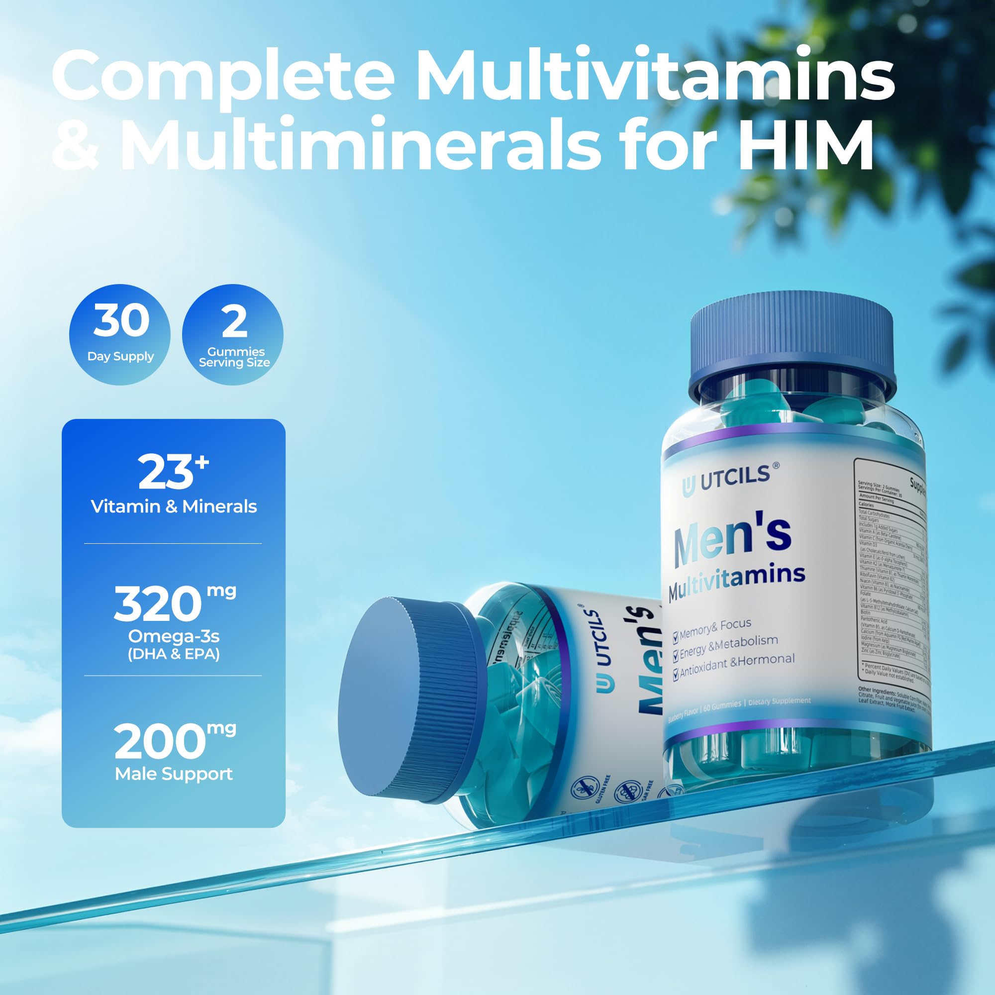 Mens Multivitamin Gummies for Men Daily - Zero Sugar Adult Gummy Vitamins with Saw Palmetto, Omega 3 DHA EPA, Probiotics 5B CFU, CoQ10, Turmeric Ginger for Prostate, Heart, Brain & Energy Support - TrustMedUSA