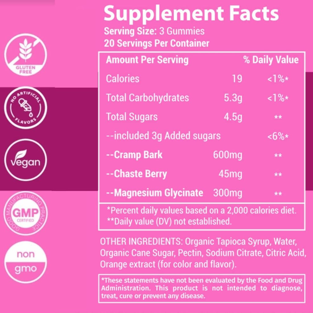 Menstrual Cramp Period Gummies True Roots | PMS Support Supplement for Women | Healthy Flow | Flo PMS Menstrual Cycle Relief, Cramping and Bloating | Vegan & Natural Flavors | 60 Count - TrustMedUSA