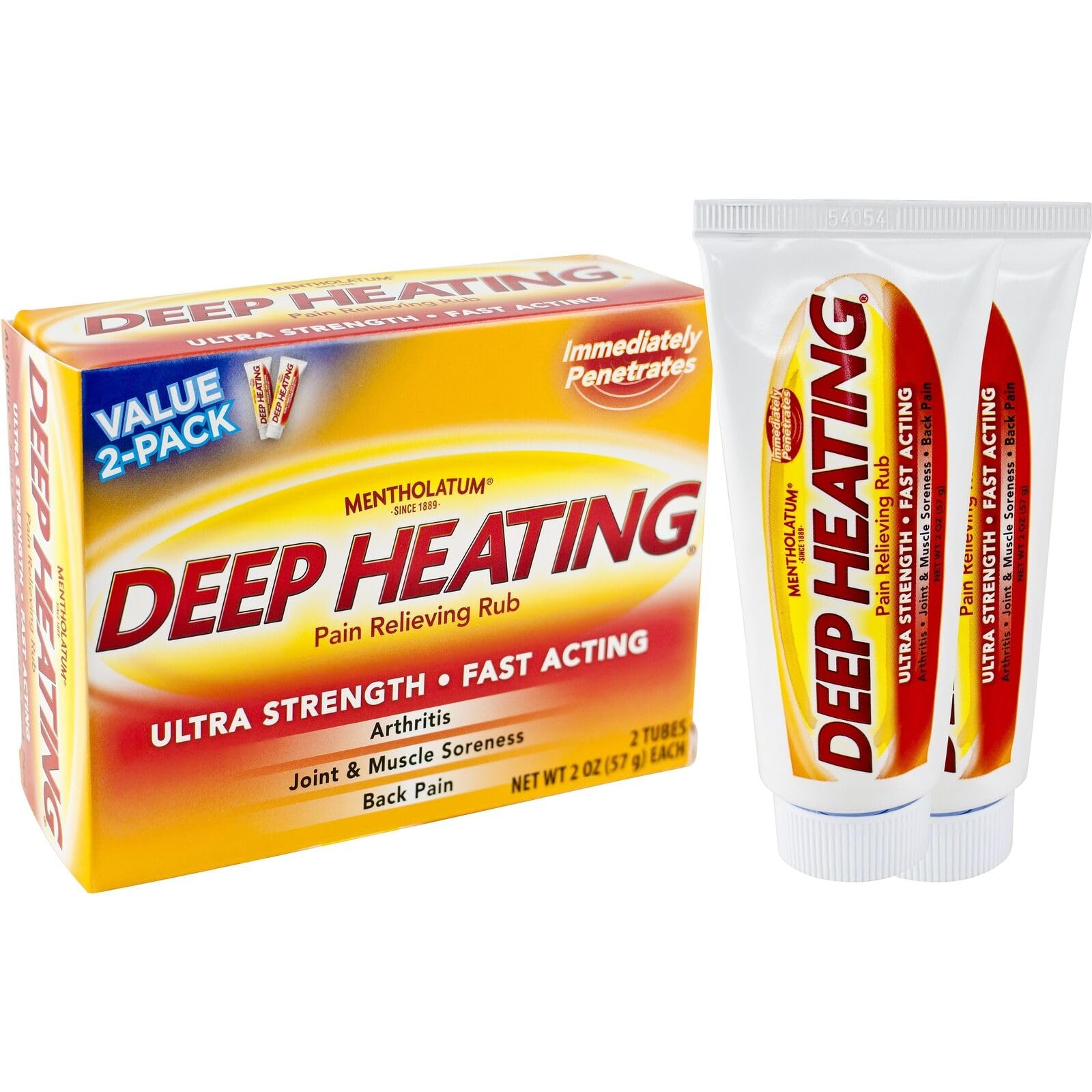 Mentholatum Deep Heating Pain Relieving Rub, Ultra Strength, 2 Tubes each, Pack of 5 - TrustMedUSA