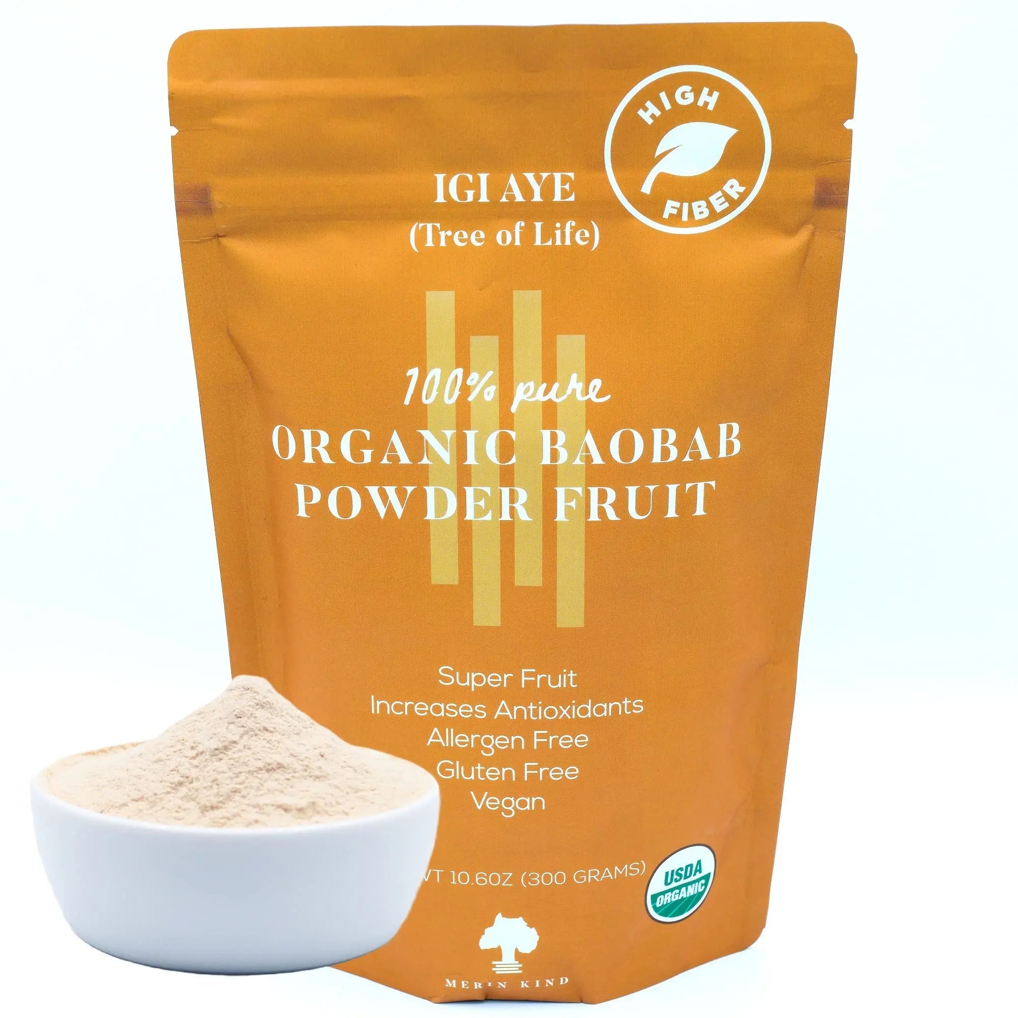 MERIN KIND Organic Baobab Powder - Prebiotic Fiber Supplement - TrustMedUSA