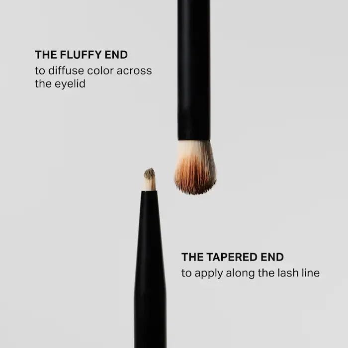 MERIT - Double-Sided Eyeshadow Brush - Dual-Ended Makeup Brush for Precise Application, Blending, and Smooth Pigment Distribution - Soft Synthetic, Vegan & Travel-Friendly - TrustMedUSA