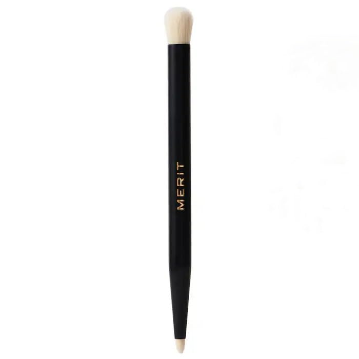 MERIT - Double-Sided Eyeshadow Brush - Dual-Ended Makeup Brush for Precise Application, Blending, and Smooth Pigment Distribution - Soft Synthetic, Vegan & Travel-Friendly - TrustMedUSA