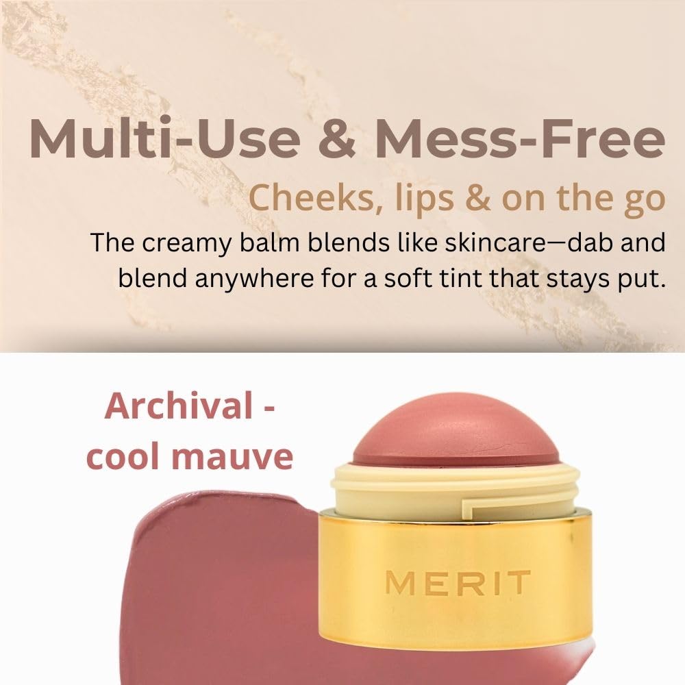 MERIT Flush Balm Cream Blush – Archival Cool Mauve | Hydrating Radiant Cheek & Lip Tint Stick with Vitamin E | Lightweight, Buildable, Vegan & Cruelty-Free Blush - TrustMedUSA