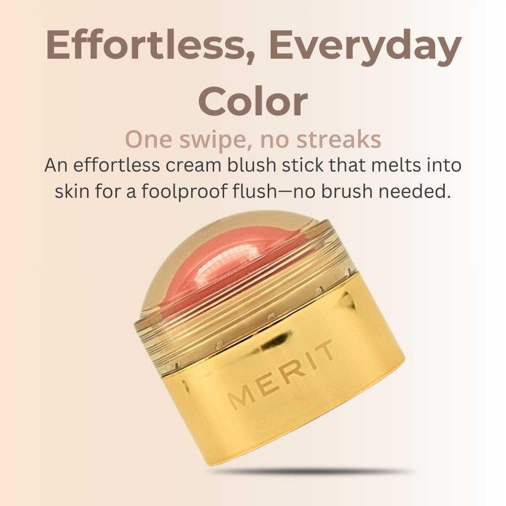 MERIT Flush Balm Cream Blush – Lusitano Soft Peach | Hydrating Radiant Cheek & Lip Tint Stick with Vitamin E | Lightweight, Buildable, Vegan & Cruelty-Free Blush - TrustMedUSA