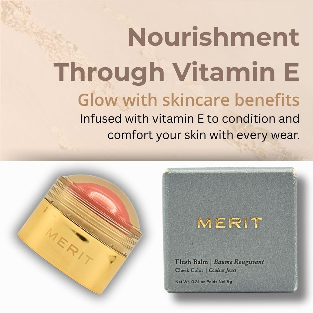 MERIT Flush Balm Cream Blush – Lusitano Soft Peach | Hydrating Radiant Cheek & Lip Tint Stick with Vitamin E | Lightweight, Buildable, Vegan & Cruelty-Free Blush - TrustMedUSA