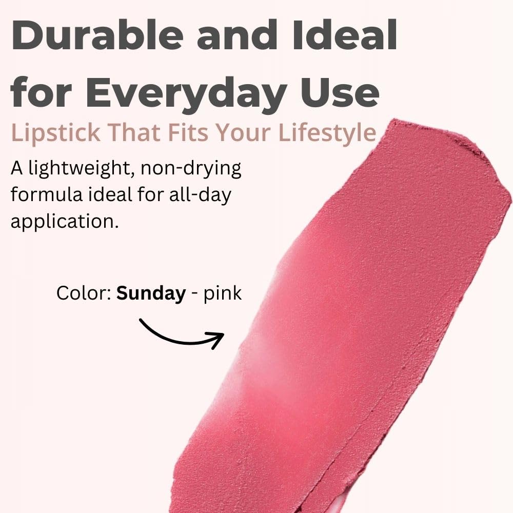 Merit Signature Lip Lightweight Matte Lipstick - 0.10 oz / 3 g (Sunday (pink), standard) - TrustMedUSA