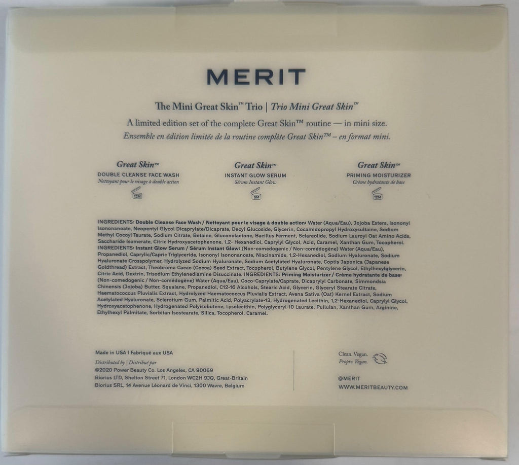 MERIT The Mini Great Skin Trio – Limited Edition Skincare Set with Double Cleanse Face Wash (15 ml), Instant Glow Serum (15 ml), and Priming Moisturizer (50 ml) - TrustMedUSA