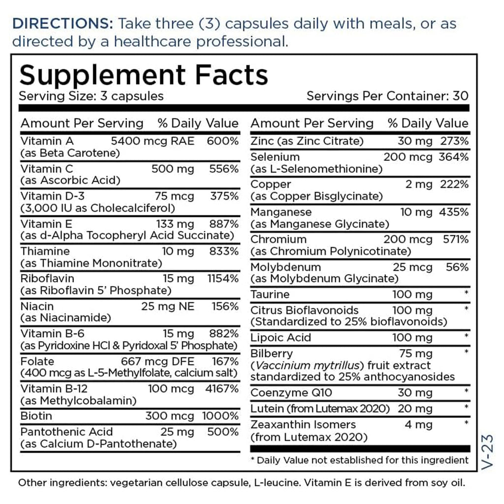 Metabolic Maintenance Vital Eyes Complete - Ocular Support Multivitamin with Lutein + Zeaxanthin (90 Capsules) - TrustMedUSA
